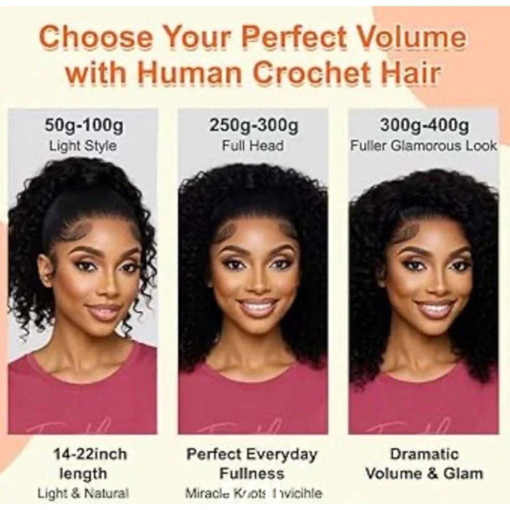 18 Inch Remy Human Hair Feather Crochet 1B Deep Wave 50g Miracle Knots NEW